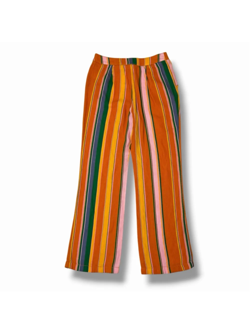 NEW Free People La Paz Organic Cotton Orange Stripe Crop Pants Boho Retro Sz 0